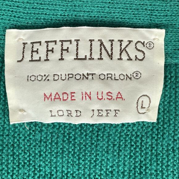 Jeff Links Cardigan Sweater Men's L Green Vintage 1970s USA Classic Grandpacore - Picture 5 of 12